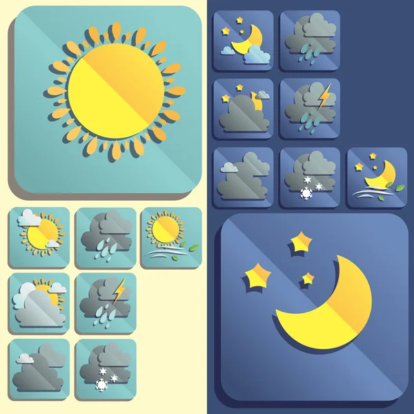 Weather icons in a flat style — Stock Vector