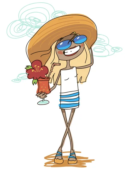 Chica de vacaciones Ilustración de stock