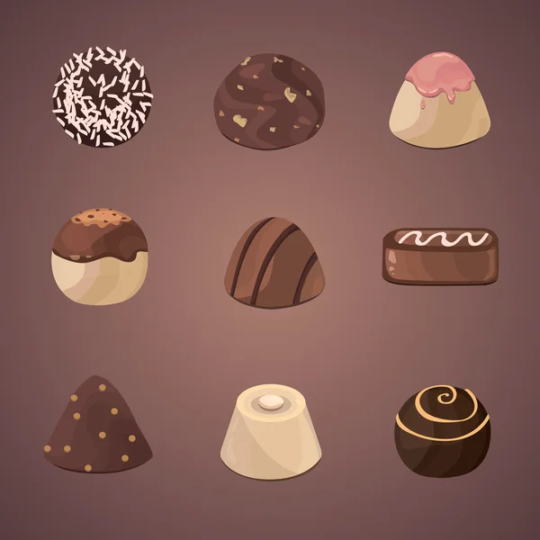 Vector conjunto de caramelos de chocolate — Vector de stock