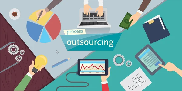 Wynajęcie outsourcingu outsourcingu. Outsourcingu cyfrowy mianować, wektor eps ilustracja 10. obciążenie. — Wektor stockowy