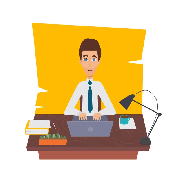 Geschäftsmann Charakter auf Büroangestellte gesetzt Vektor Illustration. — Stockvektor