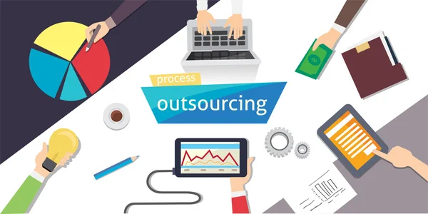 Pronájem outsourcing outsourcing. Outsourc digitální design, eps 10. režijní ilustrace. vektor sklad. — Stockový vektor