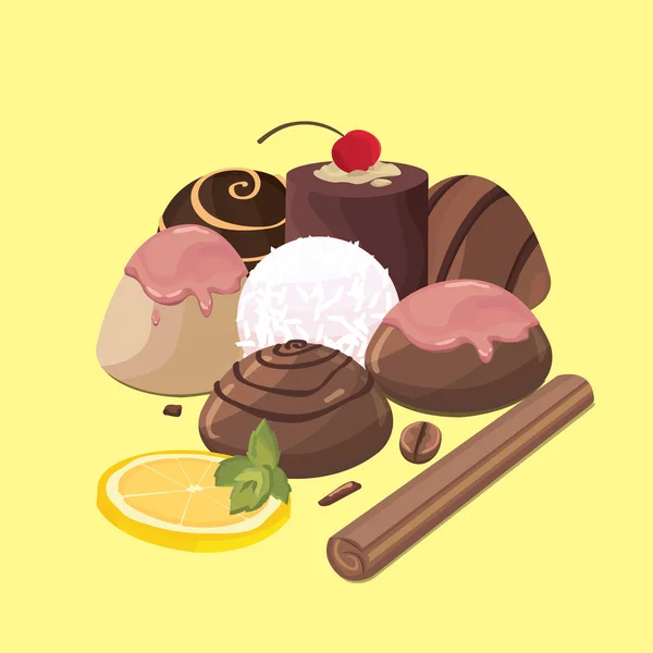 Conjunto de iconos de dulces coloridos - dulces — Vector de stock