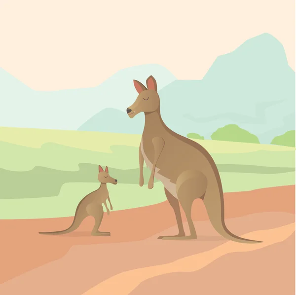 Cartoon kangaroo vector illustration — Stock Vector