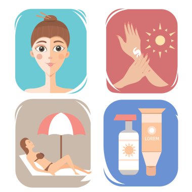 Care cream skin protection. tanning vector illustration clipart