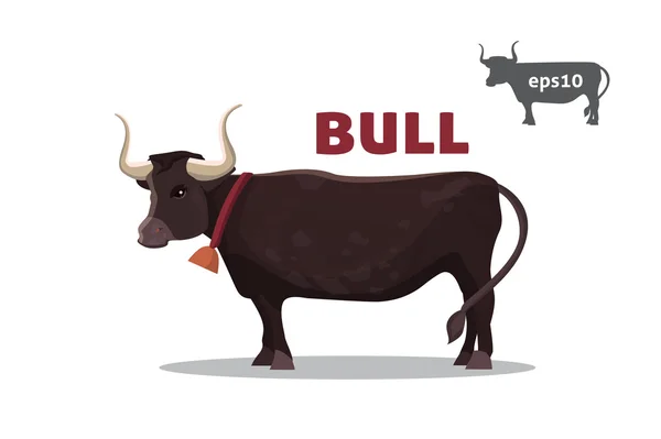 Ilustração vetorial de touro de desenhos animados —  Vetores de Stock