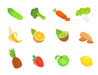 Sağlık gıda düz illüstrasyonlar izole