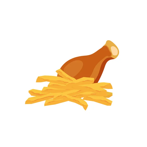 닭고기와 감자 만화 음식 아이콘 — 스톡 벡터