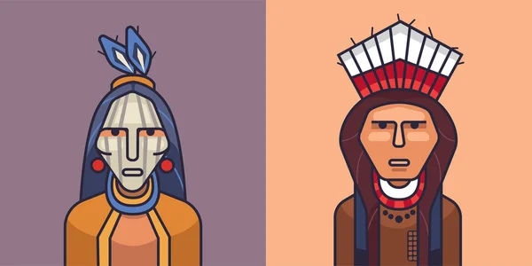 Ilustración de indios rojos americanos — Vector de stock