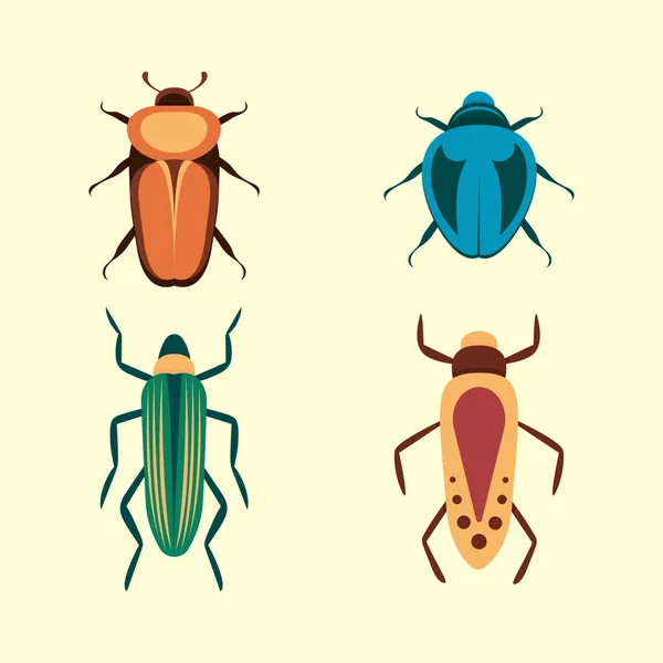 Ícones vetoriais de bugs para web design isolado em fundo branco. Bug and Insect set no estilo dos desenhos animados. —  Vetores de Stock
