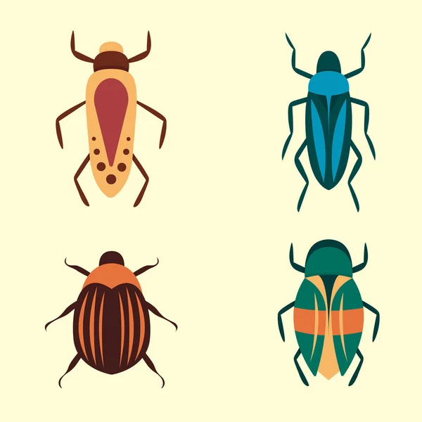 Ikony wektorowe błędów do projektowania stron internetowych izolowane na białym tle. Bug and Insect w kreskówkowym stylu. — Wektor stockowy
