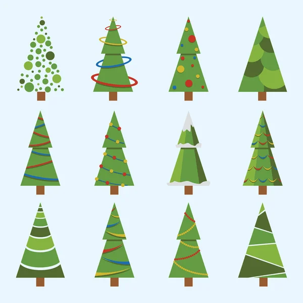 Ícone de árvores de Natal definir neve isolada. Pinheiro decoração de Ano Novo. Ilustração vetorial. Ilustrações De Stock Royalty-Free