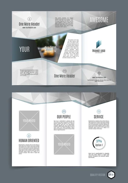 Abstract three fold brochure template, flyer design layout with — Stock Vector