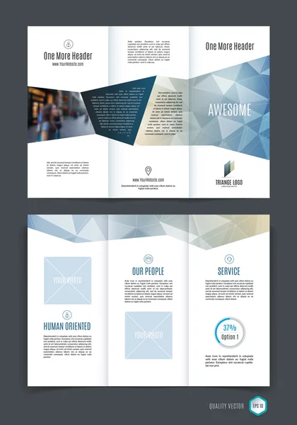 Abstract three fold brochure template, flyer design layout grey 