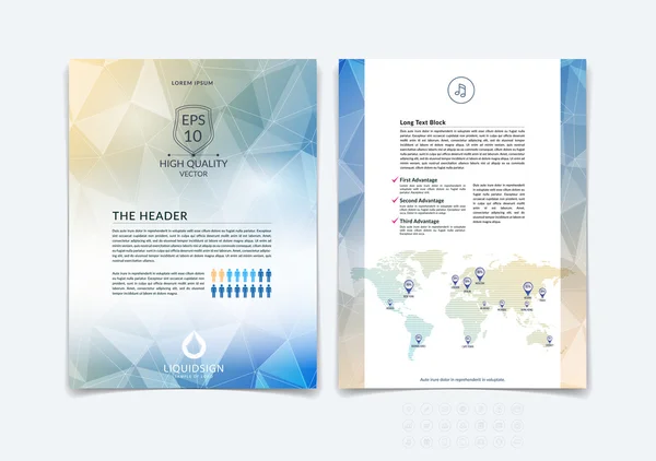 Diseño de folleto, volante, portada, folleto y plantilla de diseño de informe — Archivo Imágenes Vectoriales