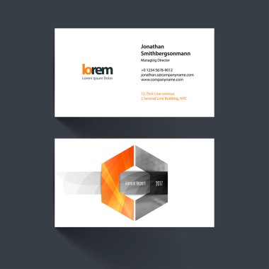 Geometrik şekil ve çakışma e vektör kartvizit şablonu