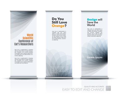 Yumuşak şekilli modern Roll Up Banner Stand Tasarımı vektör seti