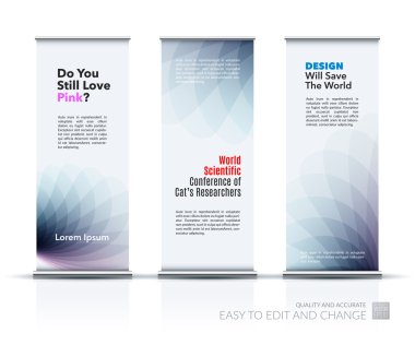 Yumuşak şekilli modern Roll Up Banner Stand Tasarımı vektör seti