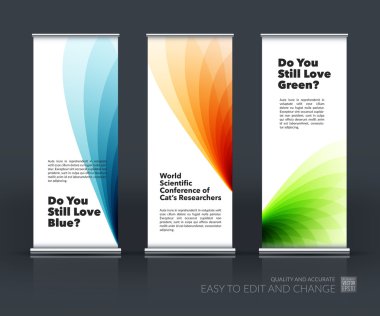 Yumuşak şekilli modern Roll Up Banner Stand Tasarımı vektör seti