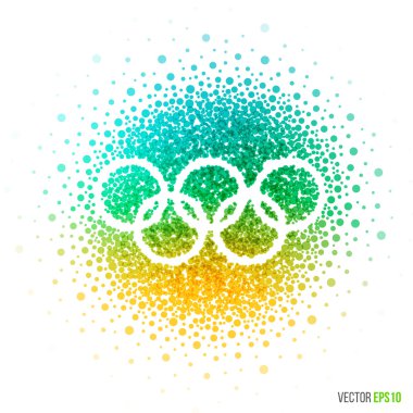 Rio de Janeiro Olimpiyat Oyunları 2016 güzel tasarım tebrik kartı şablonunun parçacıklar ve sanatsal patlama etkisi tatil, festival kutlama kavramı ile yaz. Mavi, sarı vektör.