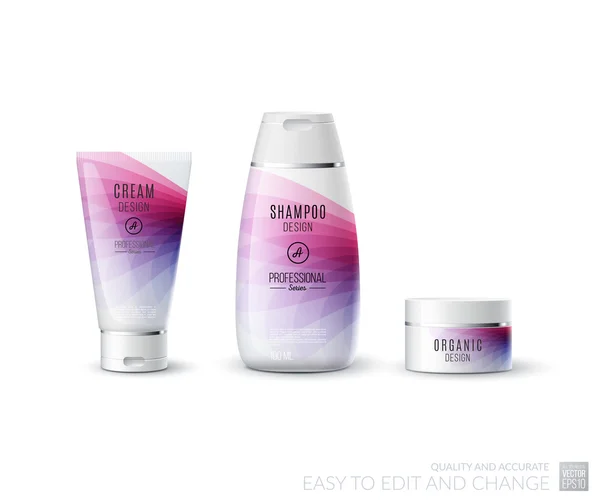 Résumé soin du corps cosmétique concept de marque. Tube crème, shampooing p — Image vectorielle