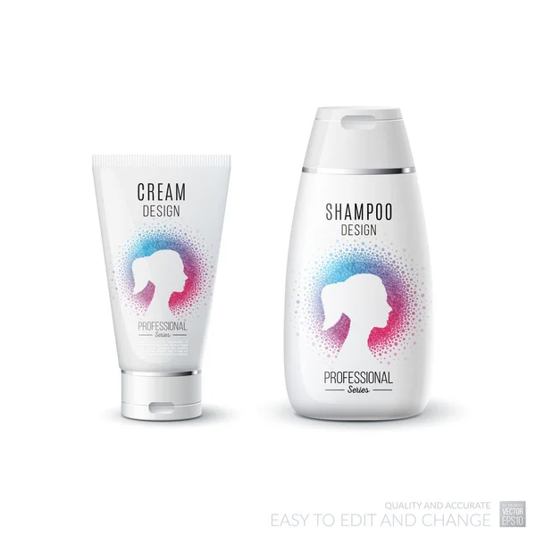 Abstracte lichaam zorg cosmetische merk concept. Buis crème, shampoo p — Stockvector