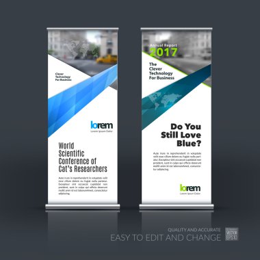 Modern Roll Up Banner Stand tasarım soyut w ile vektör ayarla