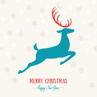 Hayvan ile Mutlu Noel kartı dekorasyon. Mutlu Yıllar elem