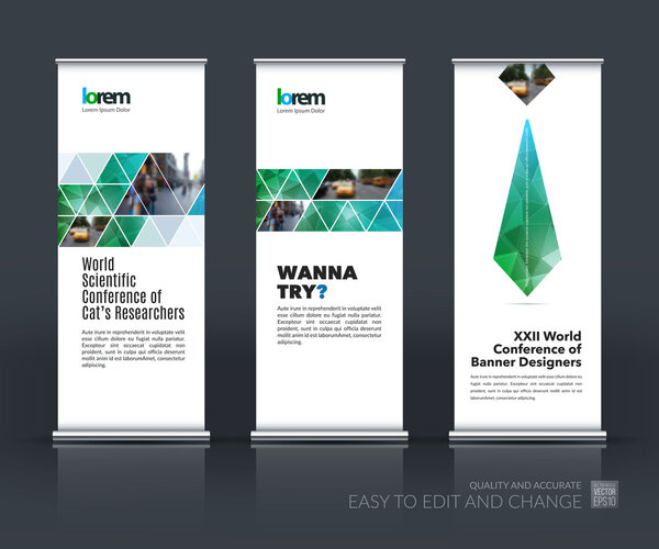Vector set of modern roll Up Banner stand design with abstract b