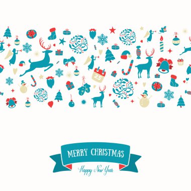 Dikişsiz desen tasarımı. Mutlu Noeller kart dekorasyonu. Mutlu