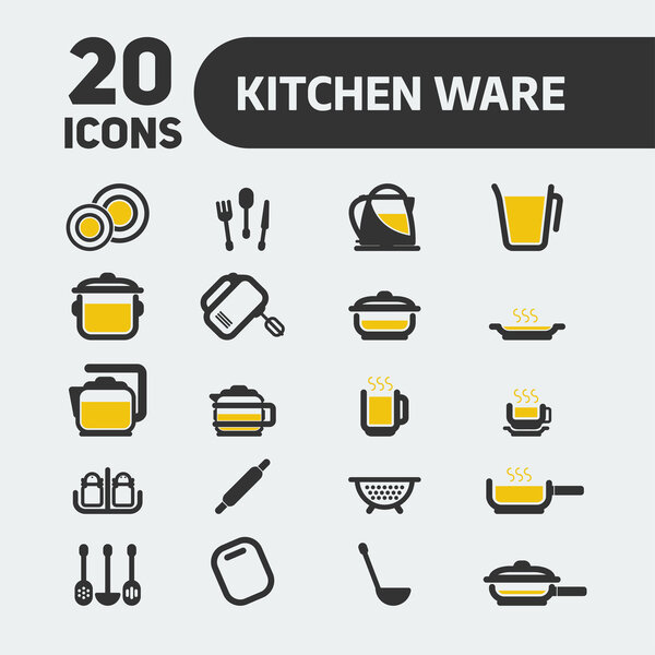 Web icon set. 20 icons Kitchen ware