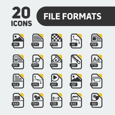 Web simge seti. Dosya biçimleri
