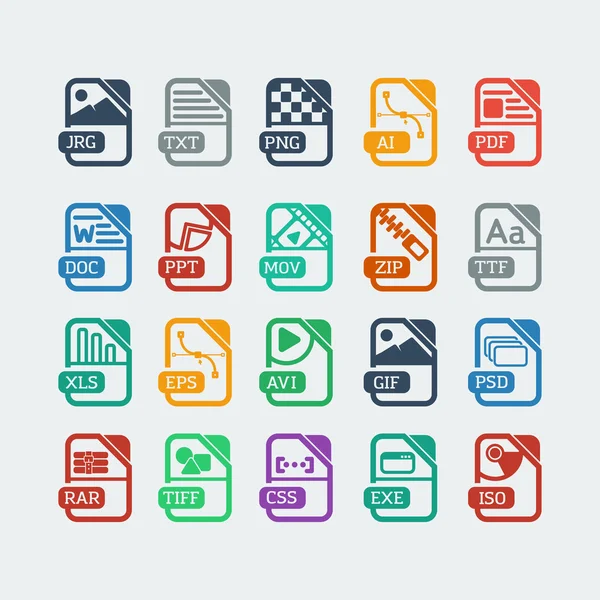 Iconos Formatos de archivo de color — Vector de stock