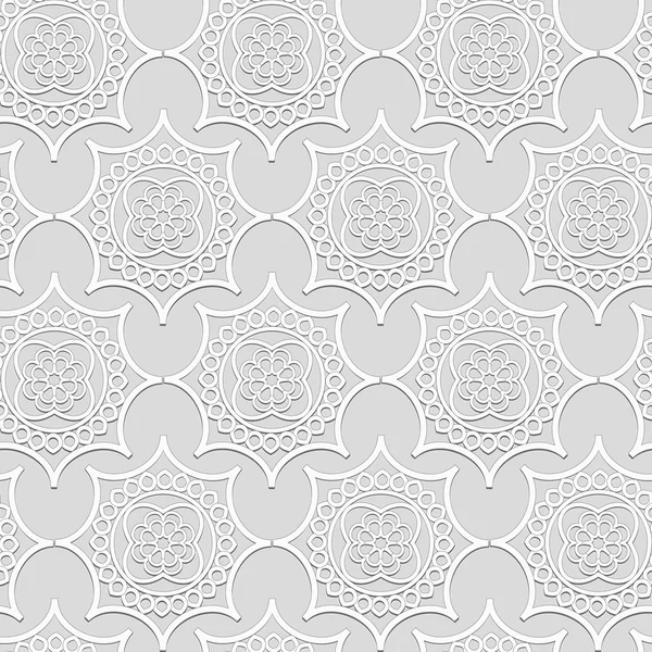 Volumen ornamental molduras de yeso blanco, patrón de papel pintado, paisaje — Vector de stock