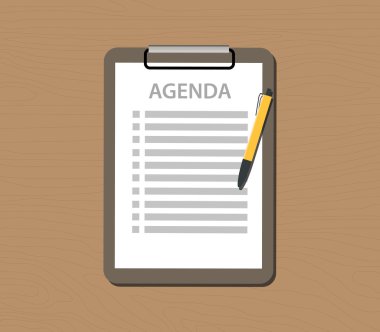 Belge ve Pano vektör ile Gündem listesi