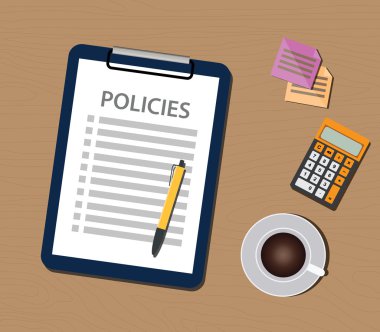 policies policy concept with clipboard document and checklist vector clipart