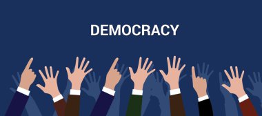 Demokrasi democration kavramı kalabalık insan elini kaldır
