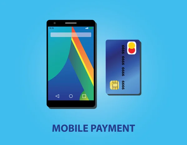 Mobil betalning med smartphone och kreditkort — Stock vektor
