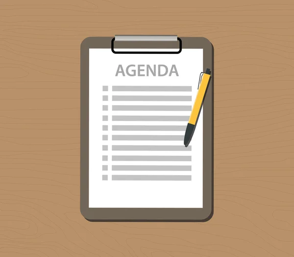 Agenda list with document and clipboard vector — Stock Vector