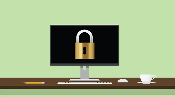 Padllock とコンピューター pc のセキュリティ ロック セキュリティで保護されたインターネットのベクトル — ストックベクタ