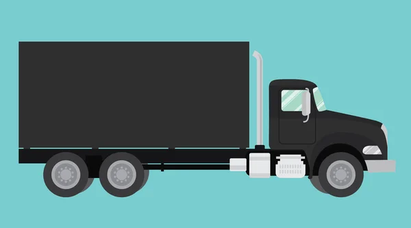 Черный грузовик изолированные большие колеса иллюстрация — стоковый вектор