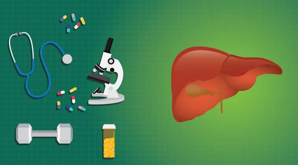 Concepto sano hígado con la medicina historia clínica ciencia — Vector de stock