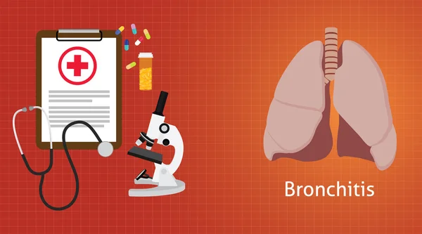 Bronchitis Krankheit mit Krankenakte Klemmbrett Mikroskop Medizin — Stockvektor