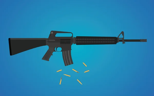 M16 Kağit silah mühimmat kabuk ile izole — Stok Vektör