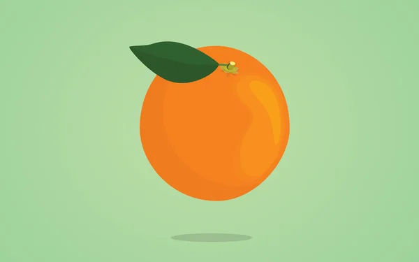 Fruta laranja com folha no fundo superior e verde — Vetor de Stock