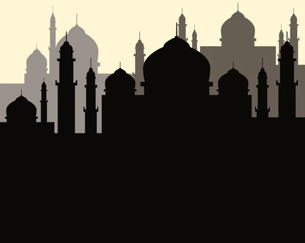 Silueta de mezquita ilustración con estilo negro — Archivo Imágenes Vectoriales