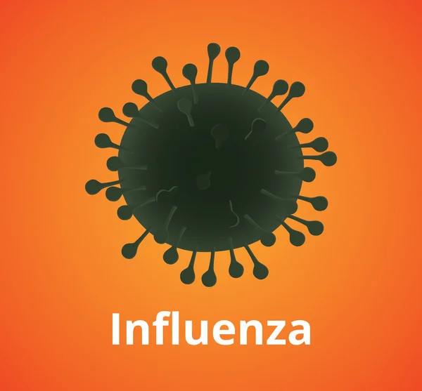 Иллюстрация вируса гриппа с оранжевым фоном — стоковый вектор