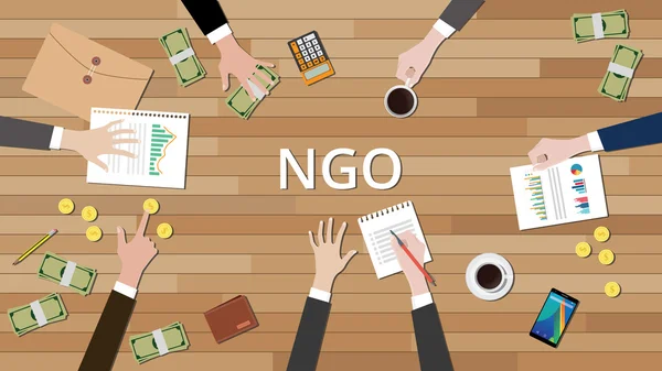 他人を助けるために ngo をサポートする連携チームします。 — ストックベクタ