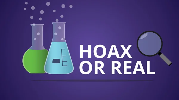 Hoax ou ilustração real com vidro de laboratório — Vetor de Stock