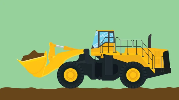 Bulldozer illustratie met groene achtergrond — Stockvector